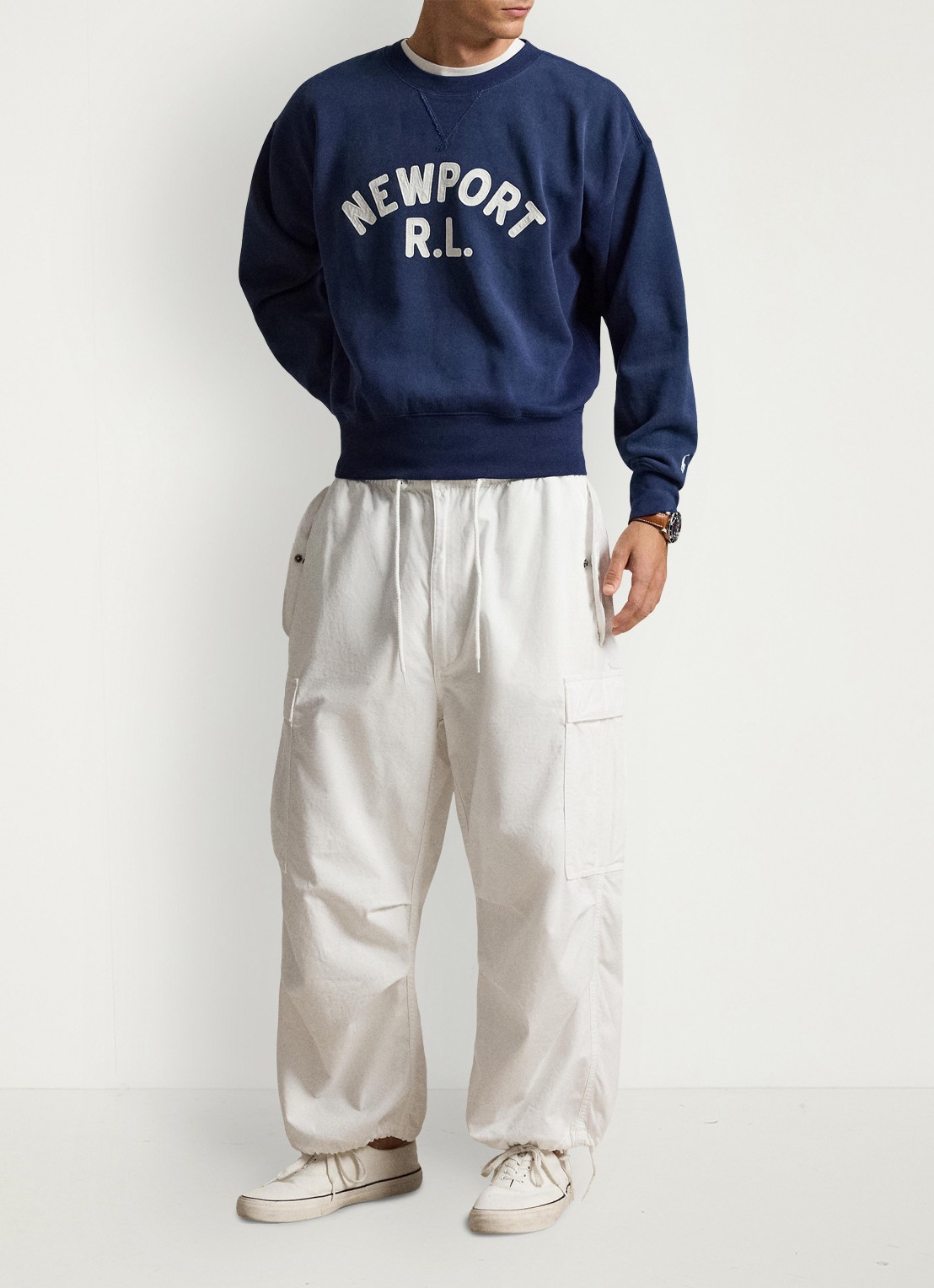 Ralph Lauren Vintage fit sweater met logoprint - voorkant 3 newport navy / donkerblauw
