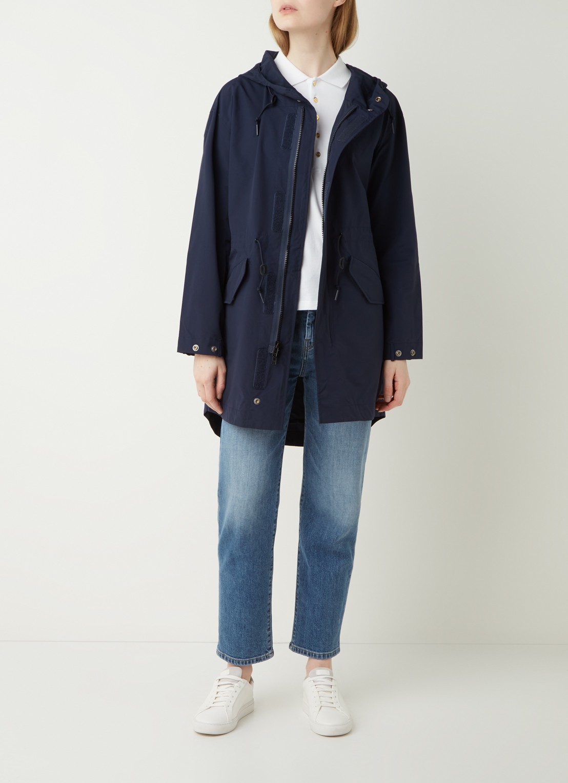 Ralph Lauren Waterafstotende regenjas met drawstring - voorkant 3 donkerblauw