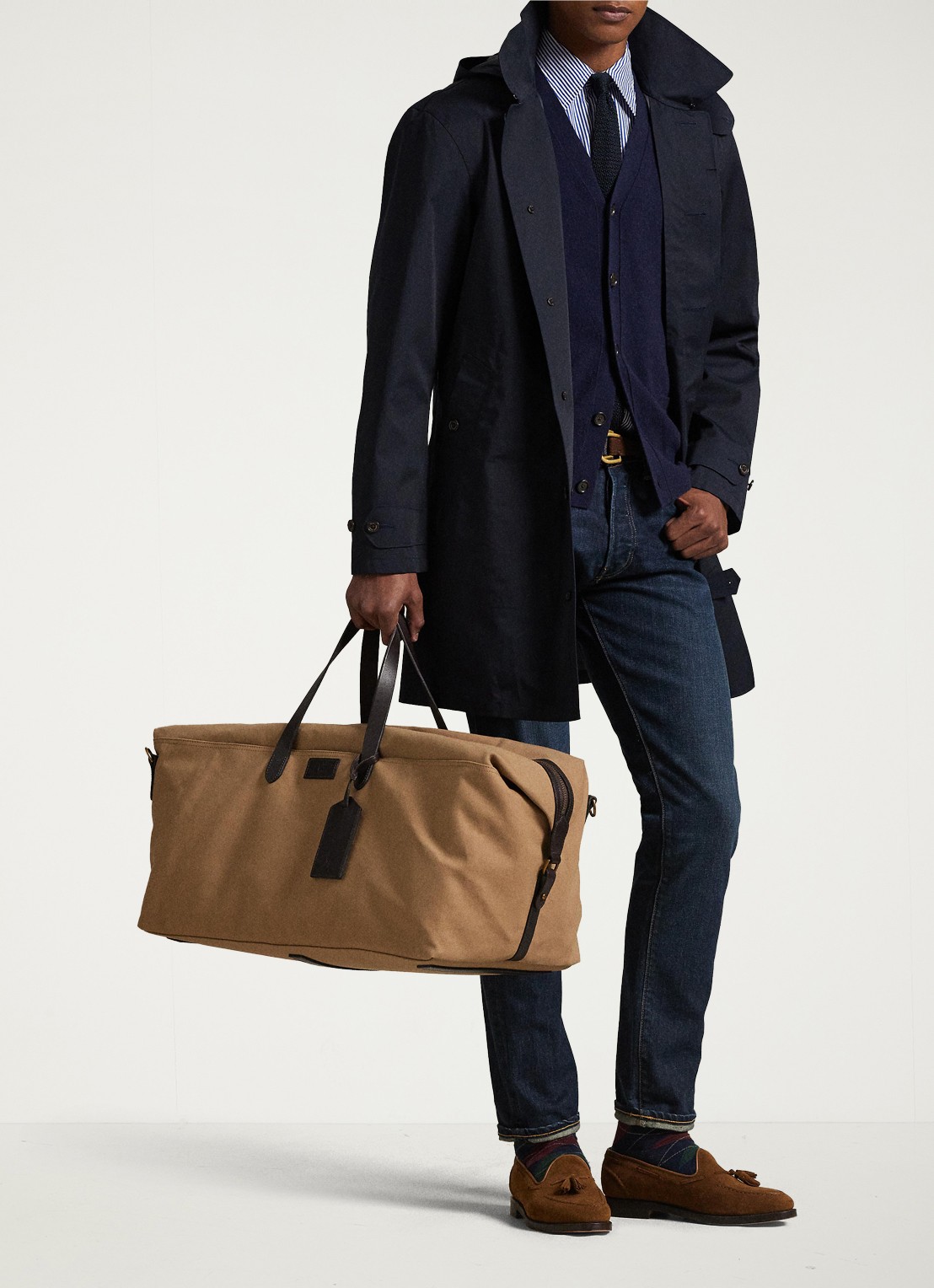 Ralph Lauren Weekendtas met logo - voorkant 5 montana khaki / khaki
