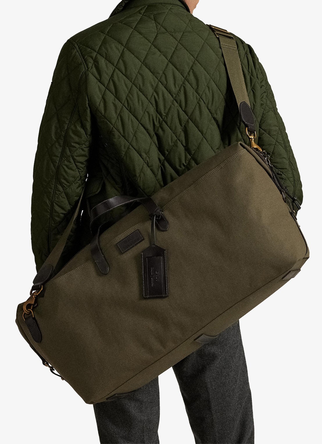 Ralph Lauren Weekendtas met logo - voorkant 2 defender grn / mosgroen