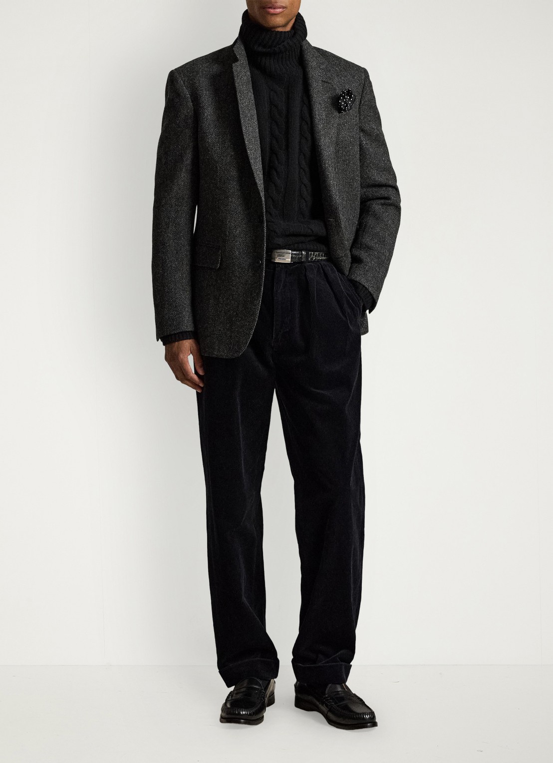 Ralph Lauren Whitman relaxed fit chino van corduroy - voorkant 2 polo black / zwart