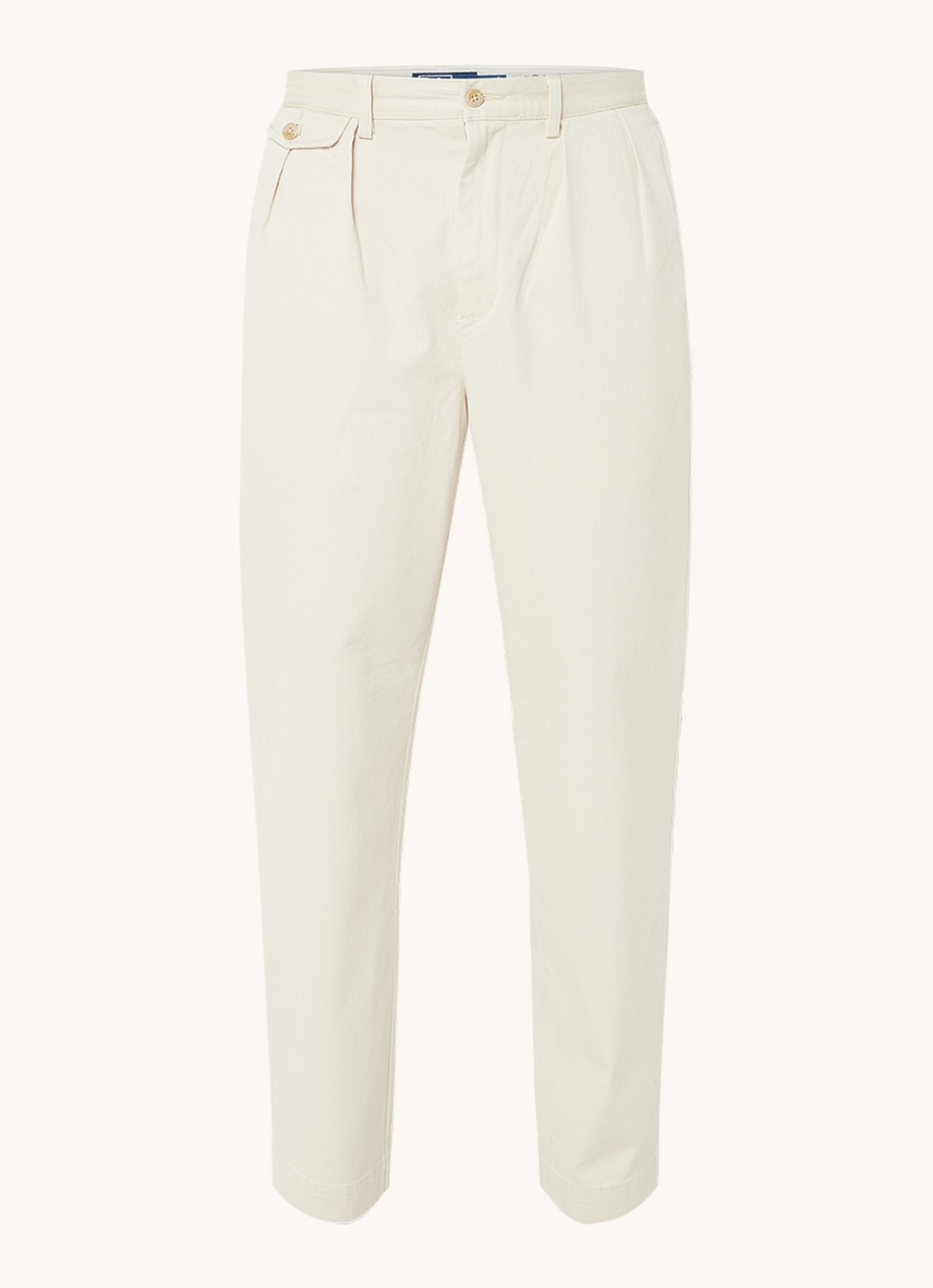 Ralph Lauren Whitman Relaxed fit geplooide chino broek - voorkant winter cream / creme