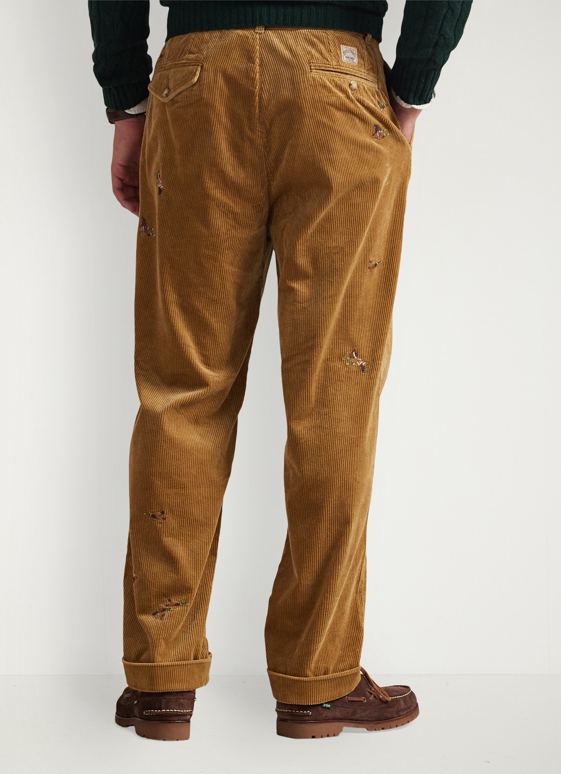 Ralph Lauren Whitman straight fit broek van corduroy - achterkant 3 golden brown / khaki