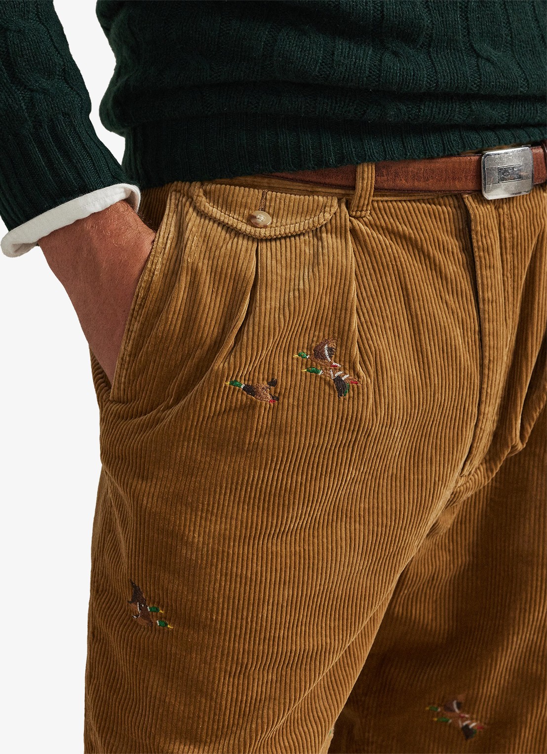 Ralph Lauren Whitman straight fit broek van corduroy - detail 2 golden brown / khaki
