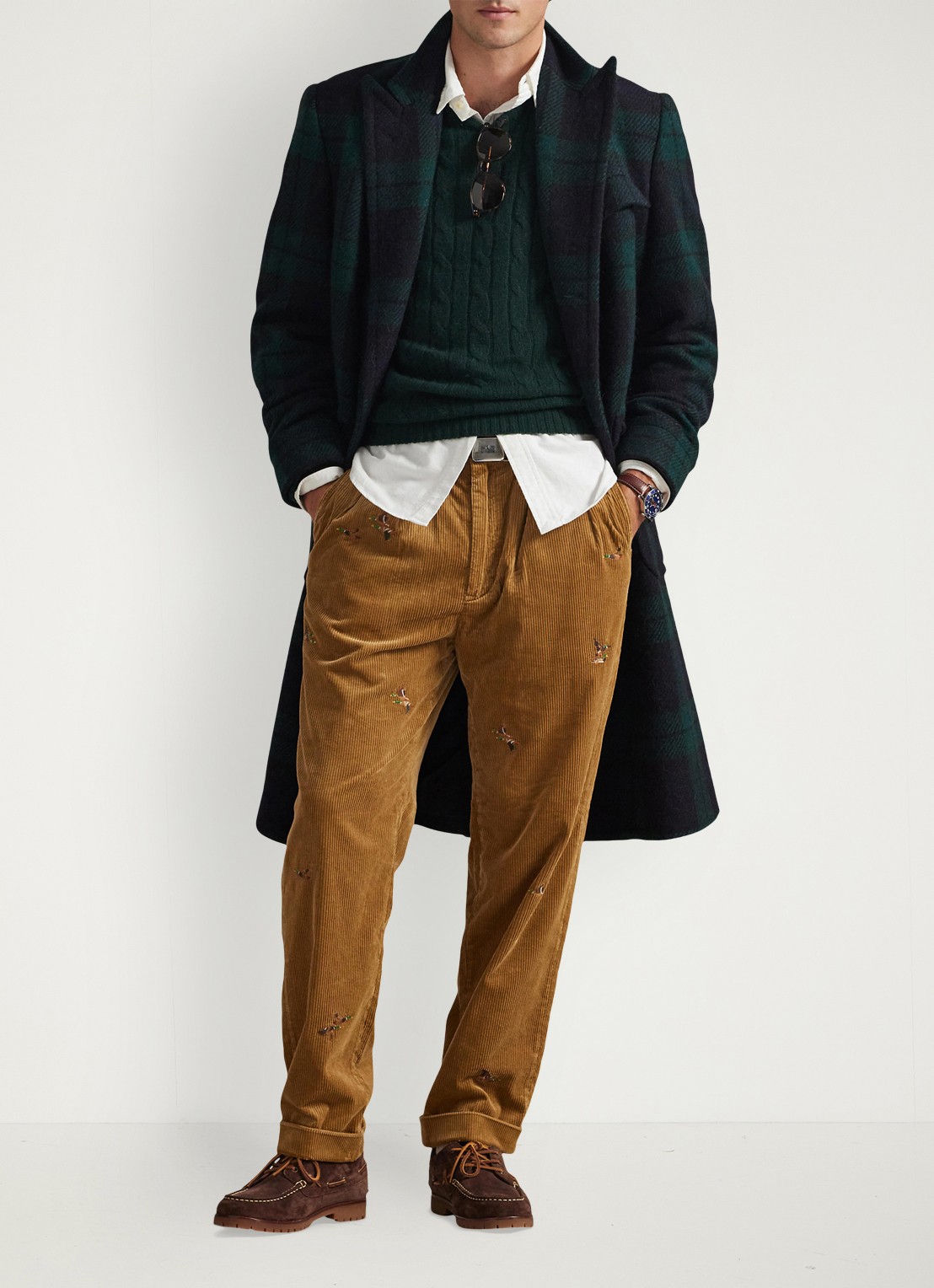 Ralph Lauren Whitman straight fit broek van corduroy - voorkant 5 golden brown / khaki