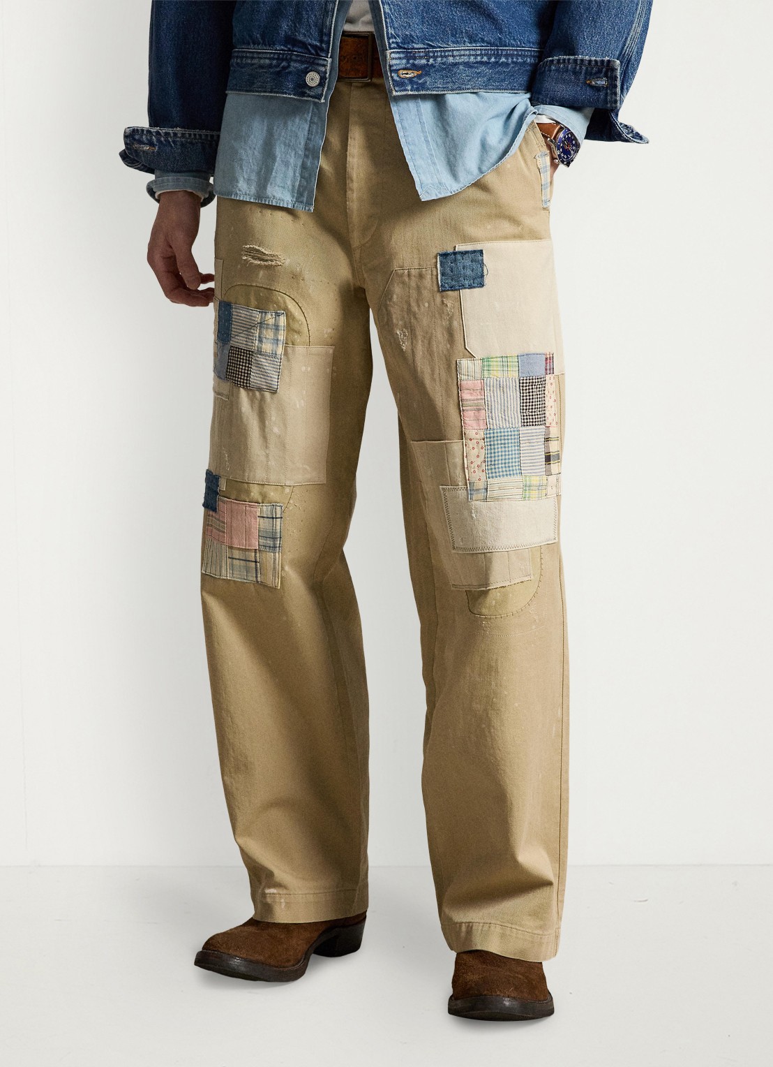 Ralph Lauren Wide fit broek met steekzakken - detail classic tan / camel
