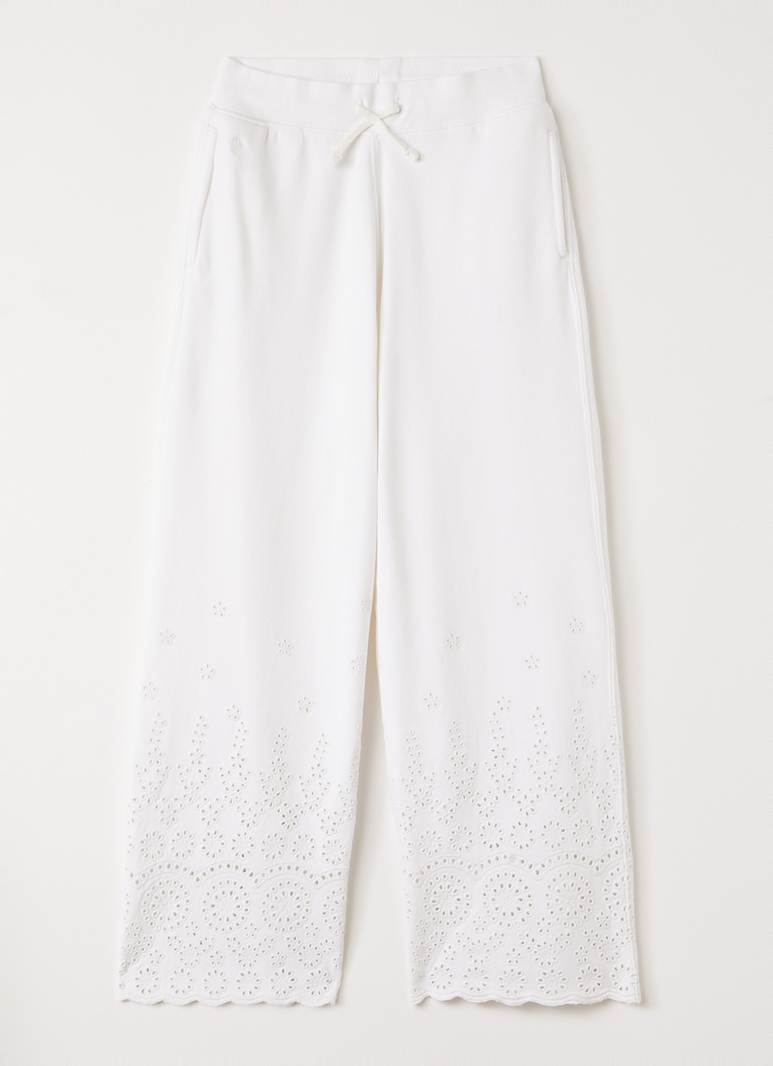 Ralph Lauren Wide fit joggingbroek met broderie - voorkant wit