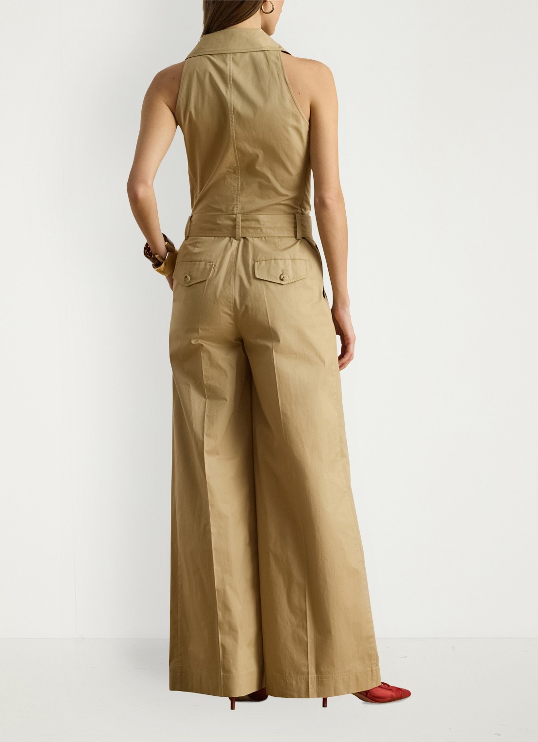Ralph Lauren Wide fit jumpsuit met ceintuur - achterkant 5 birch tan / beige