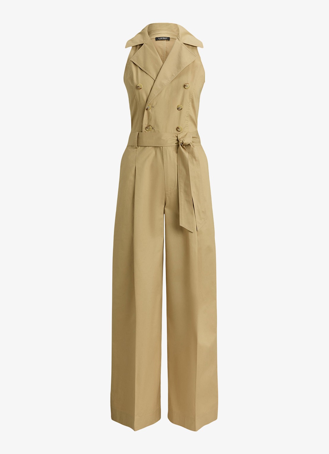 Ralph Lauren Wide fit jumpsuit met ceintuur - voorkant birch tan / beige