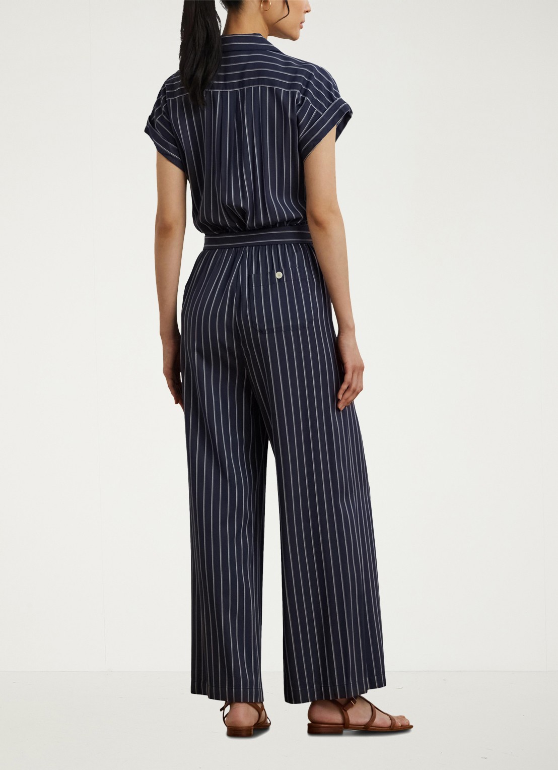 Ralph Lauren Wide fit jumpsuit met streepprint - achterkant blauw