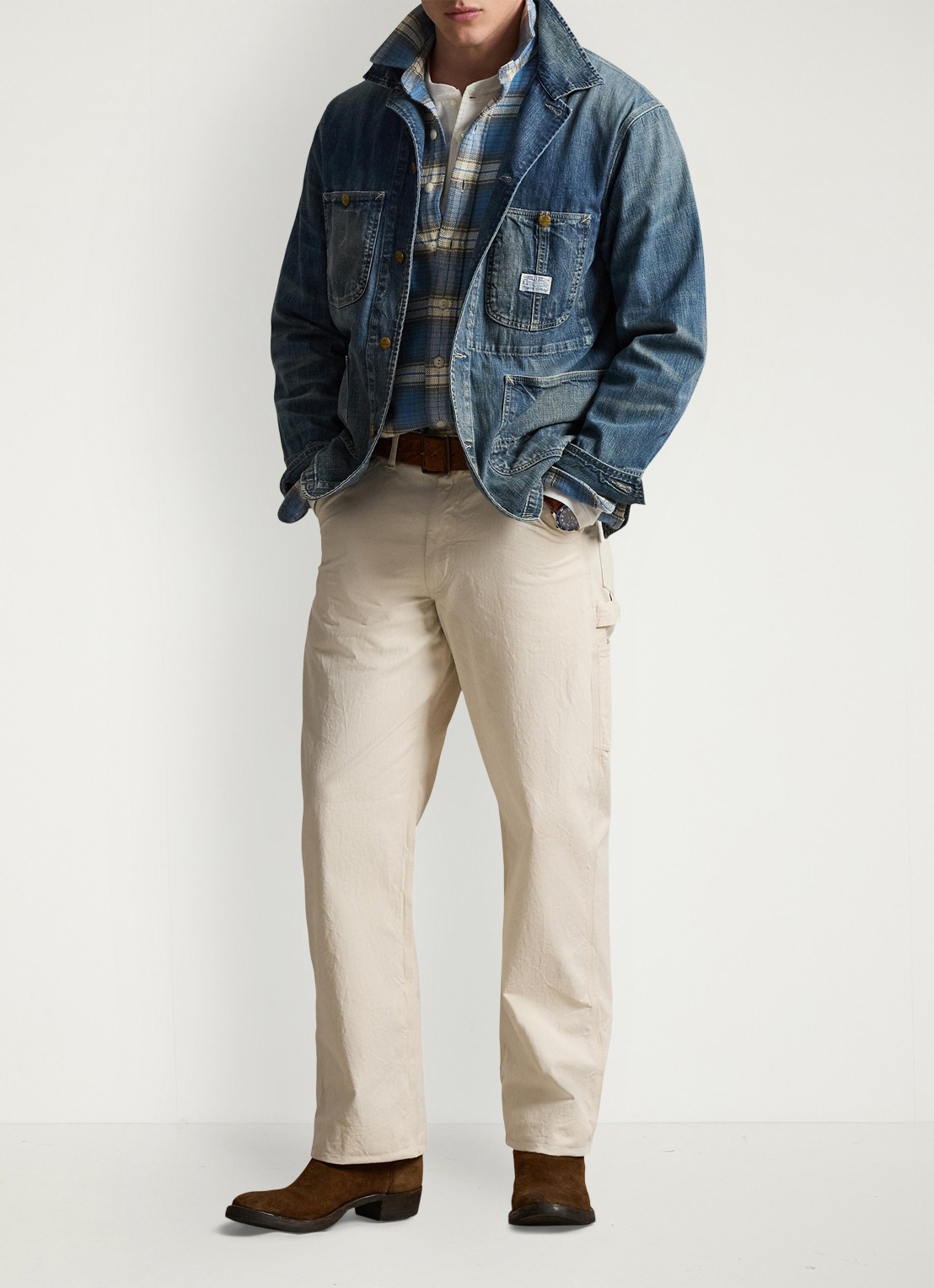 Ralph Lauren Windham straight fit cargobroek met steekzakken - voorkant 5 millstone / beige