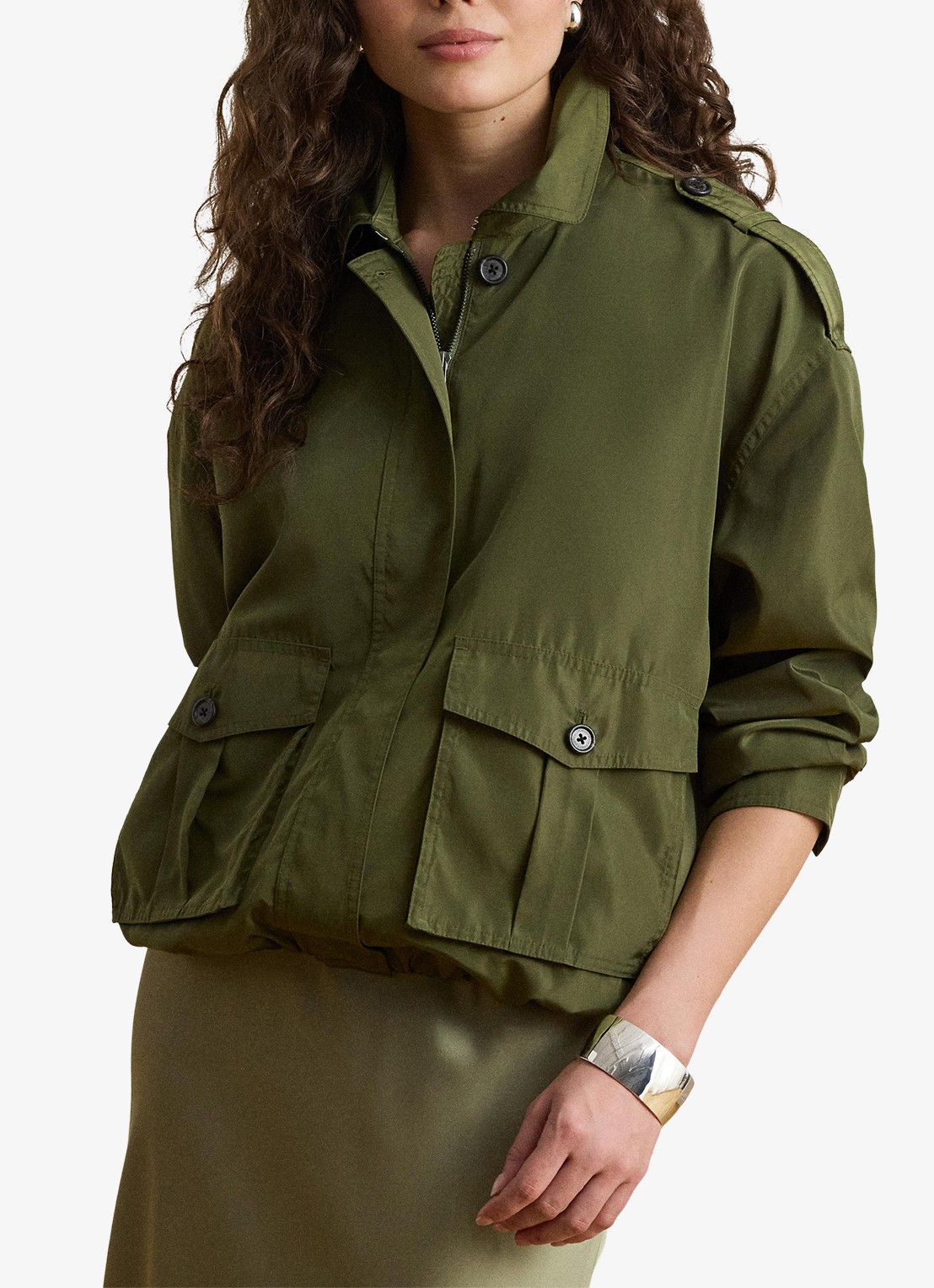 Ralph Lauren Windjack met opgestikte zakken - detail olive grove / groen