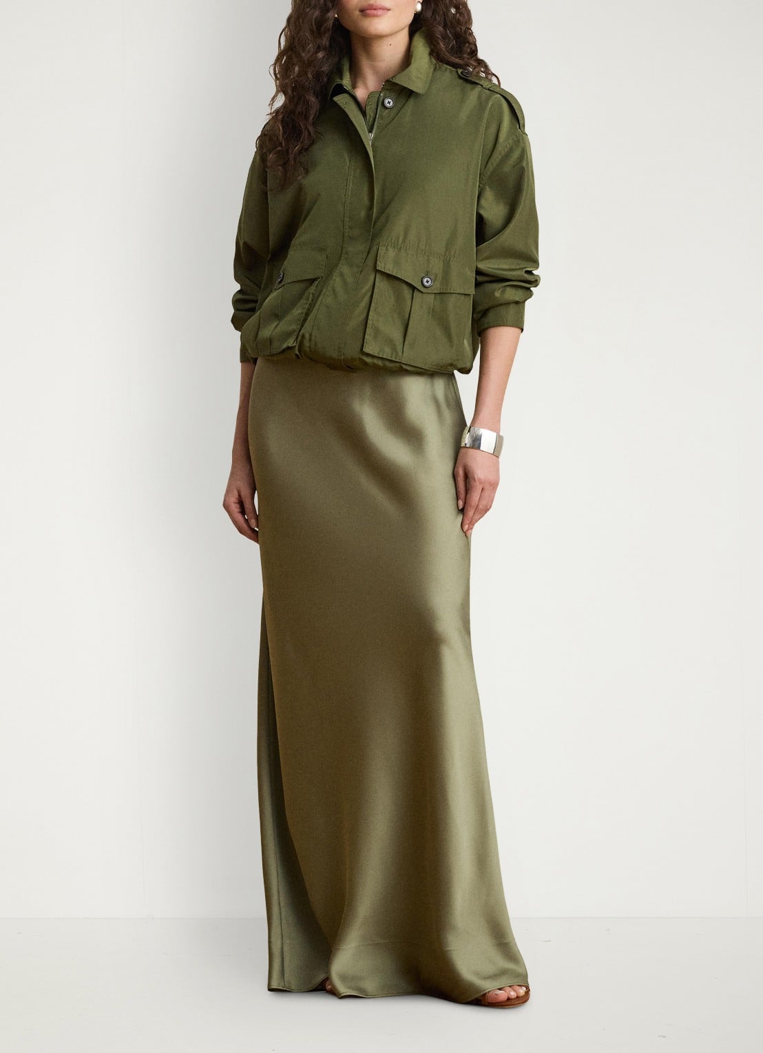 Ralph Lauren Windjack met opgestikte zakken - voorkant 5 olive grove / groen