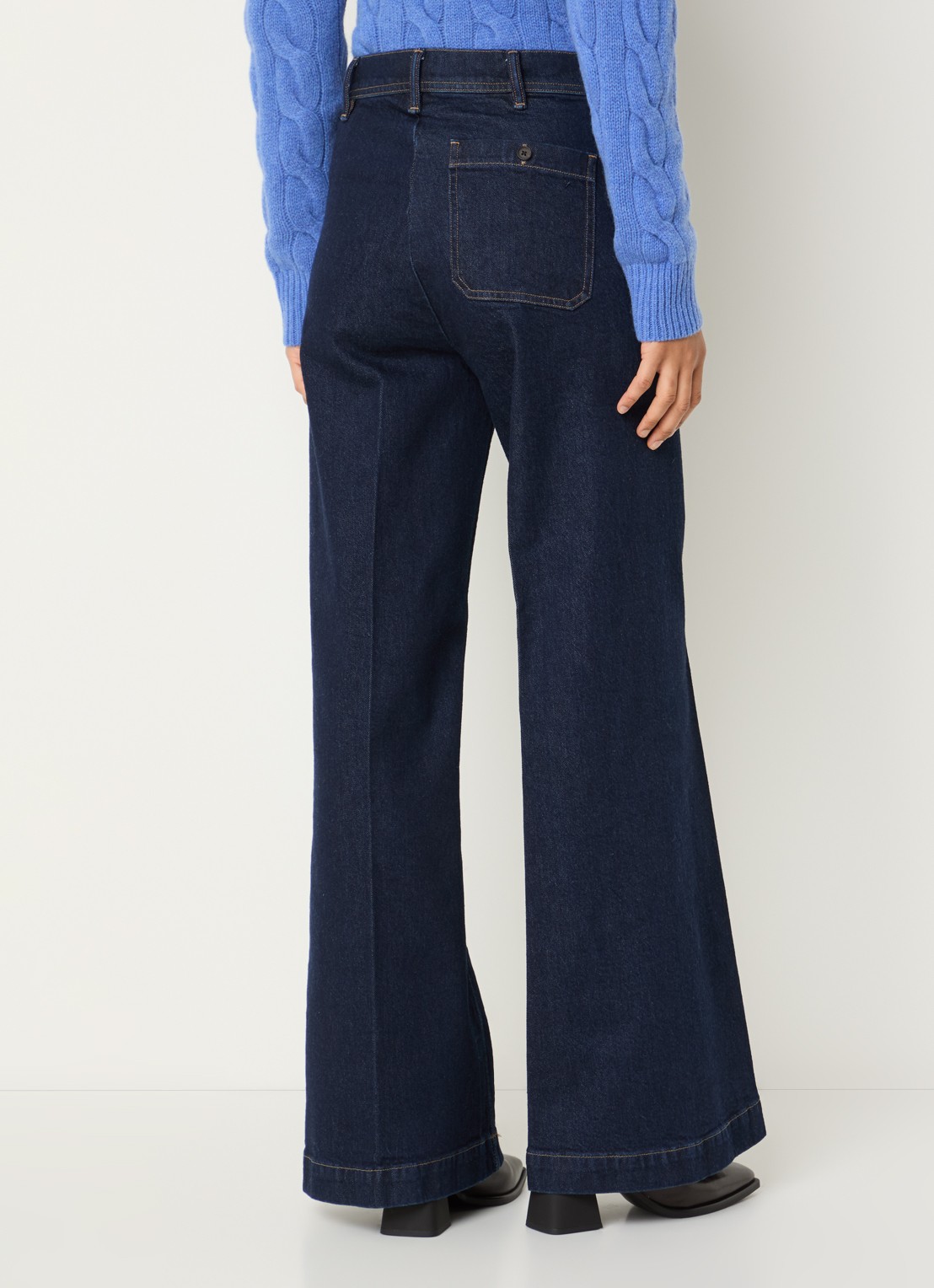 Ralph Lauren Woven high waist flaired jeans met donkere wassing - achterkant indigo