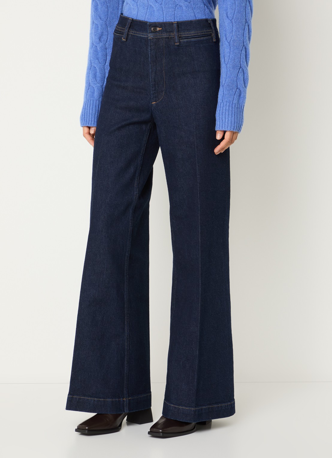 Ralph Lauren Woven high waist flaired jeans met donkere wassing - detail 2 indigo