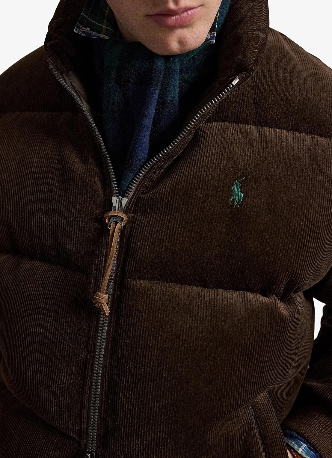 Ralph Lauren Wyoming pufferjack van corduroy met donsvulling - detail 2 dark beech / donkerbruin