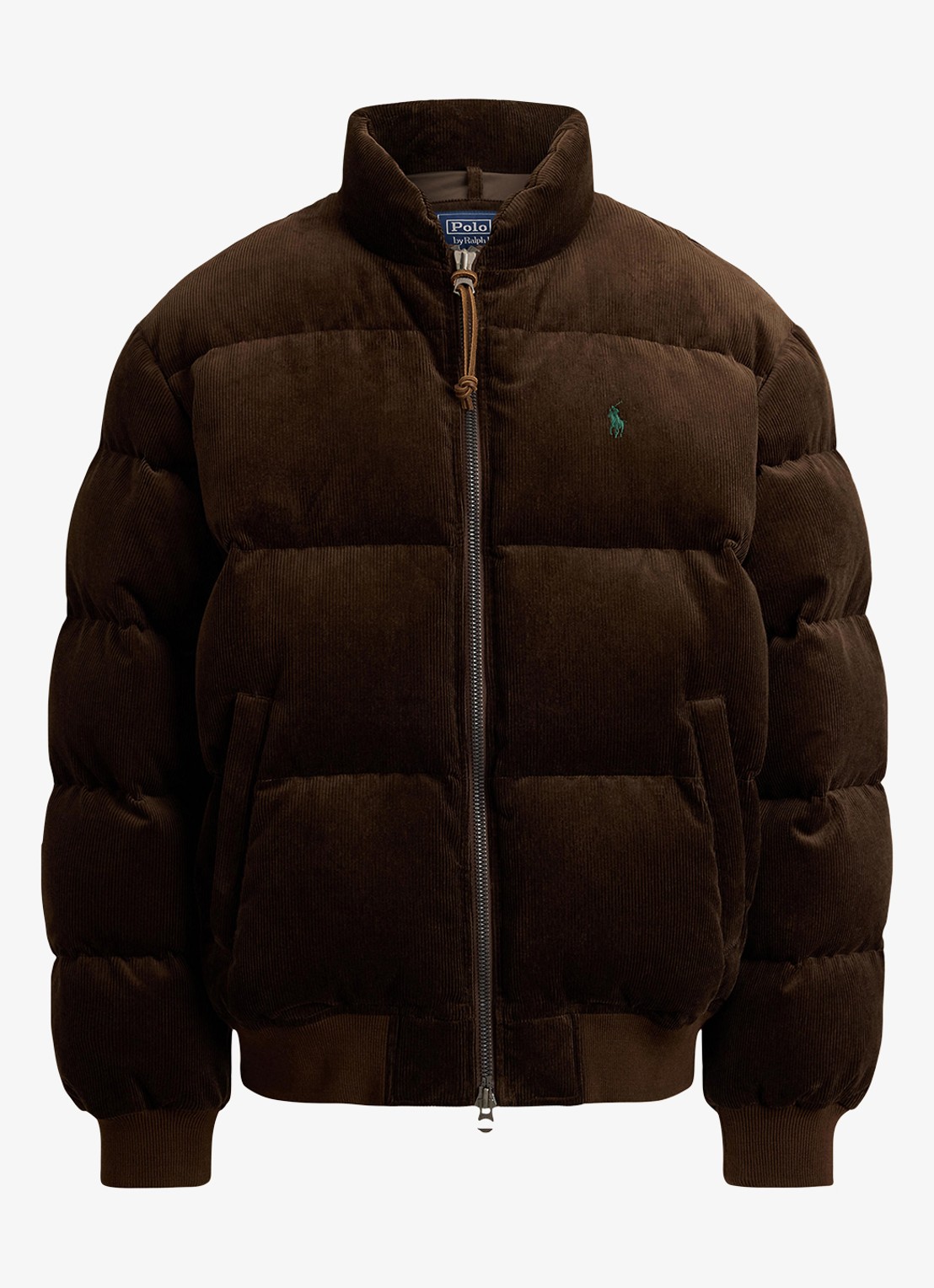 Ralph Lauren Wyoming pufferjack van corduroy met donsvulling - voorkant 4 dark beech / donkerbruin