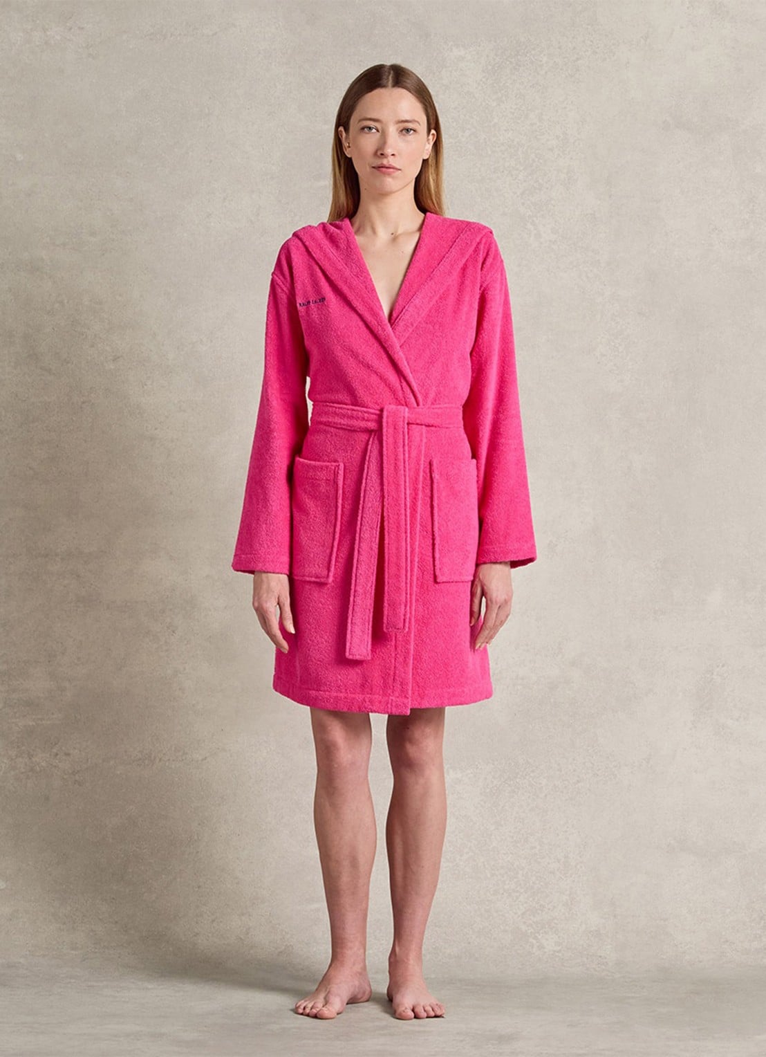 Ralph Lauren Zoe badjas met logoborduring - voorkant 5 fuchsia