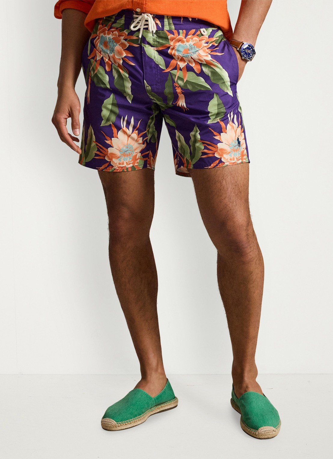 Ralph Lauren Zwemshorts met bloemenprint - detail south pacific floral / oranje