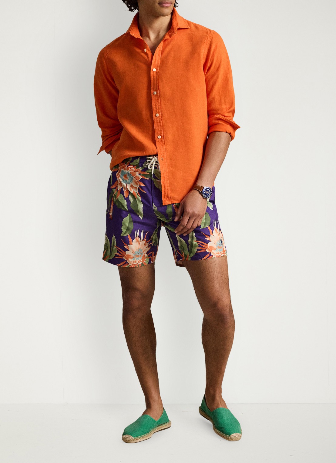 Ralph Lauren Zwemshorts met bloemenprint - voorkant 4 south pacific floral / oranje