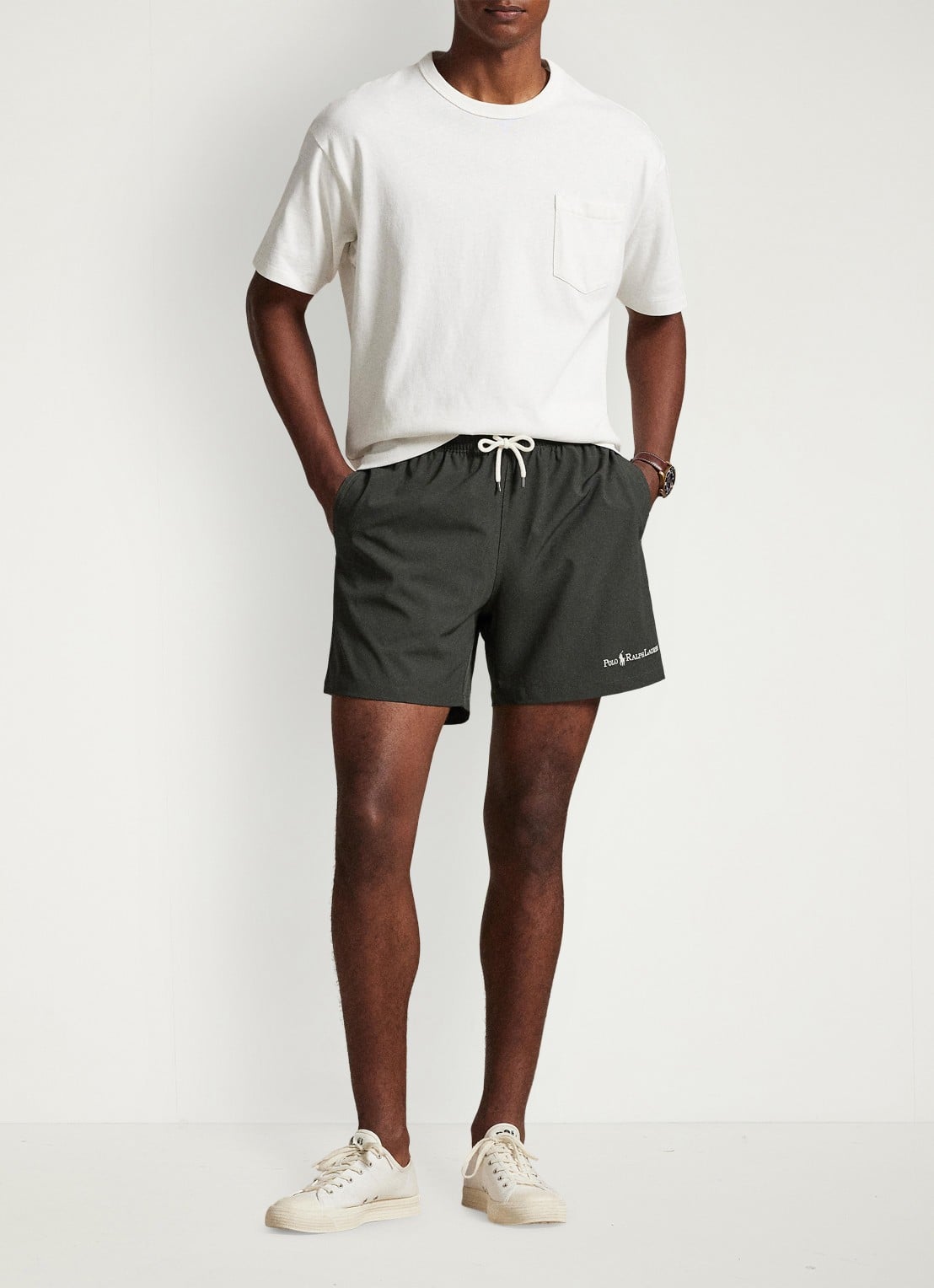 Ralph Lauren Zwemshorts met logo - voorkant 5 deep grey w/ emb / donkergrijs