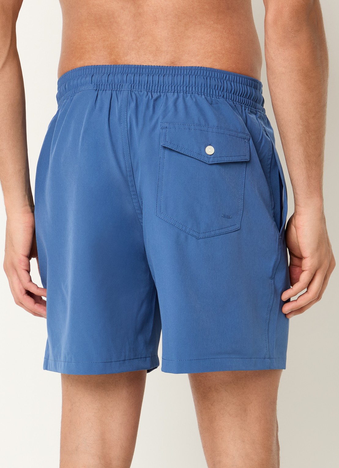 Ralph Lauren Zwemshorts met logoborduring en steekzakken - achterkant blauw