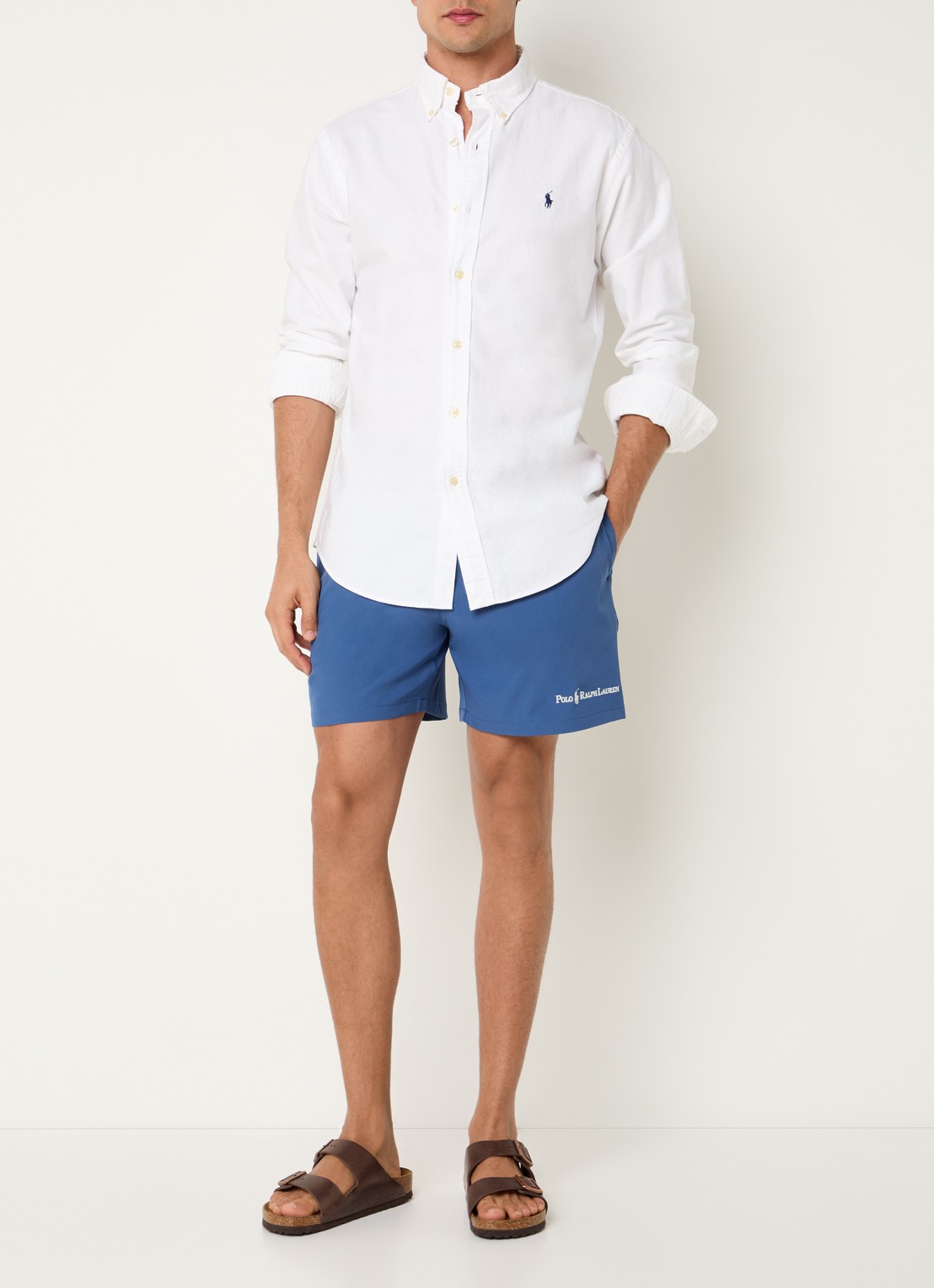 Ralph Lauren Zwemshorts met logoborduring en steekzakken - voorkant 3 blauw