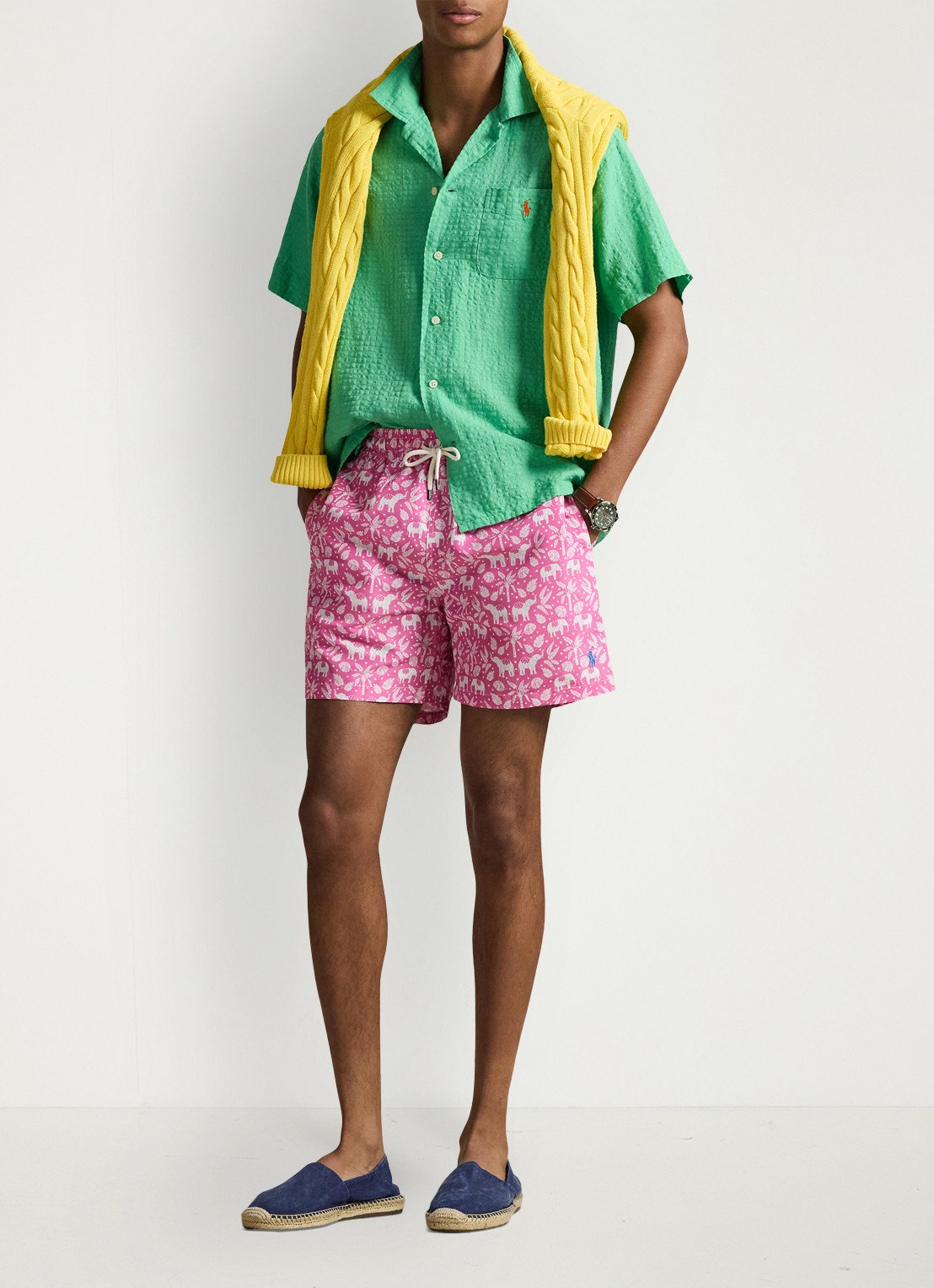 Ralph Lauren Zwemshorts met print - voorkant 3 pink elephant palms-zym1