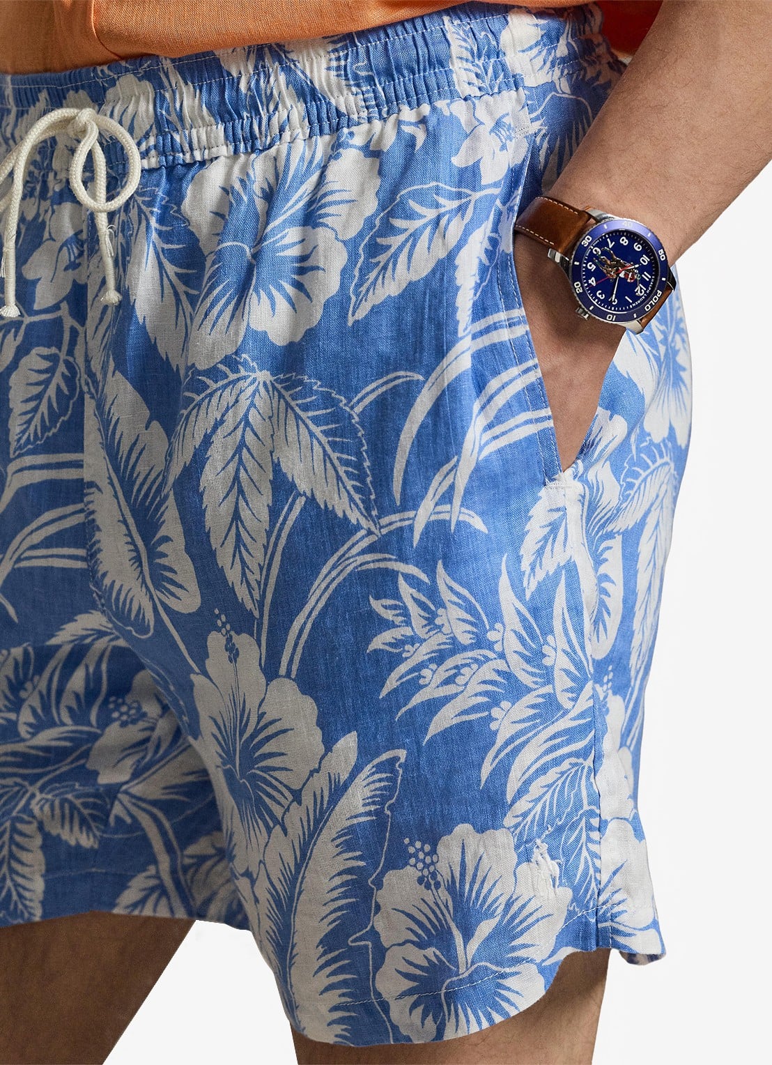Ralph Lauren Zwemshorts van linnen met bloemenprint - detail 5 blue sweetheart floral / blauw
