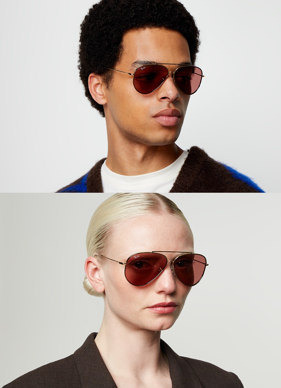 Ray-Ban Aviator Reverse zonnebril RBR0101S - voorkant 2 goud