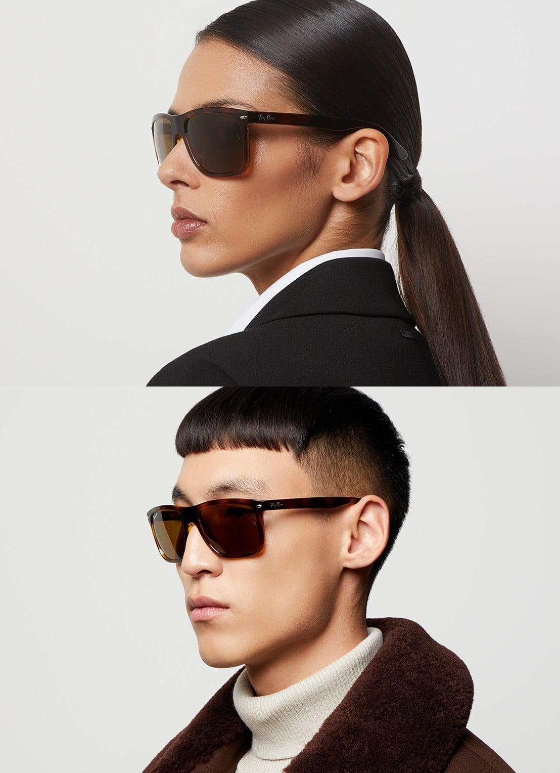 Ray-Ban Boyfriend Two zonnebril gepolariseerd RB4547 - voorkant 5 donkerbruin