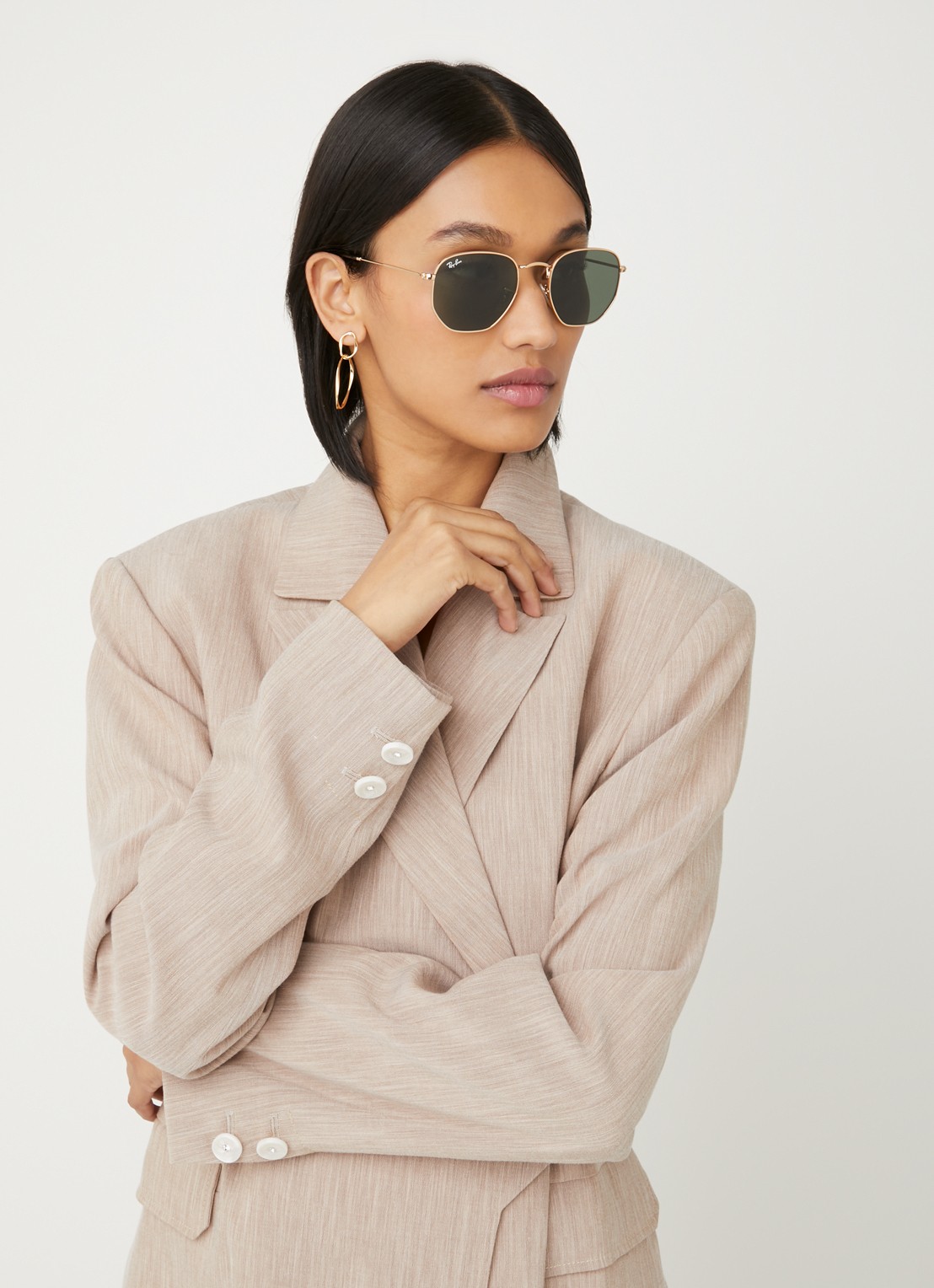 Ray-Ban Hexagonal Flat zonnebril RB3548N - voorkant 4 goud