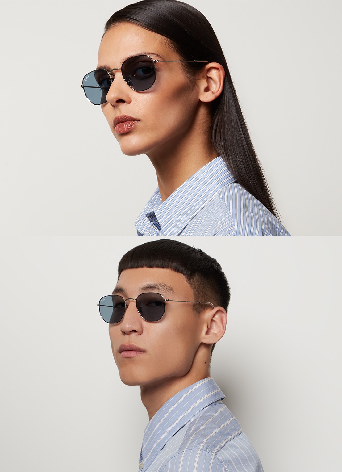 Ray-Ban Hexagonal zonnebril gepolariseerd RB3548N - voorkant 2 zilver