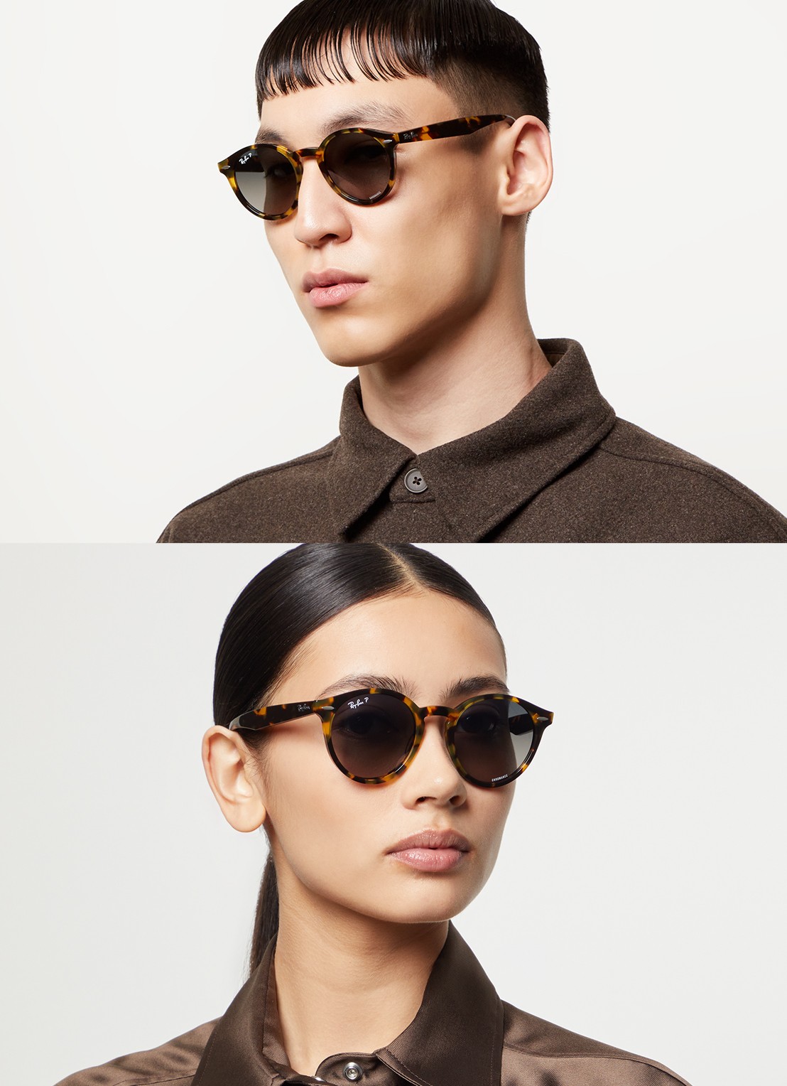 Ray-Ban Larry zonnebril gepolariseerd RB7680S  - voorkant 5 donkerbruin
