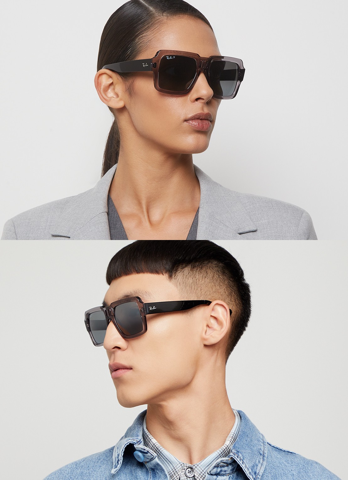 Ray-Ban Magellan zonnebril gepolariseerd RB4408  - voorkant 2 grijs