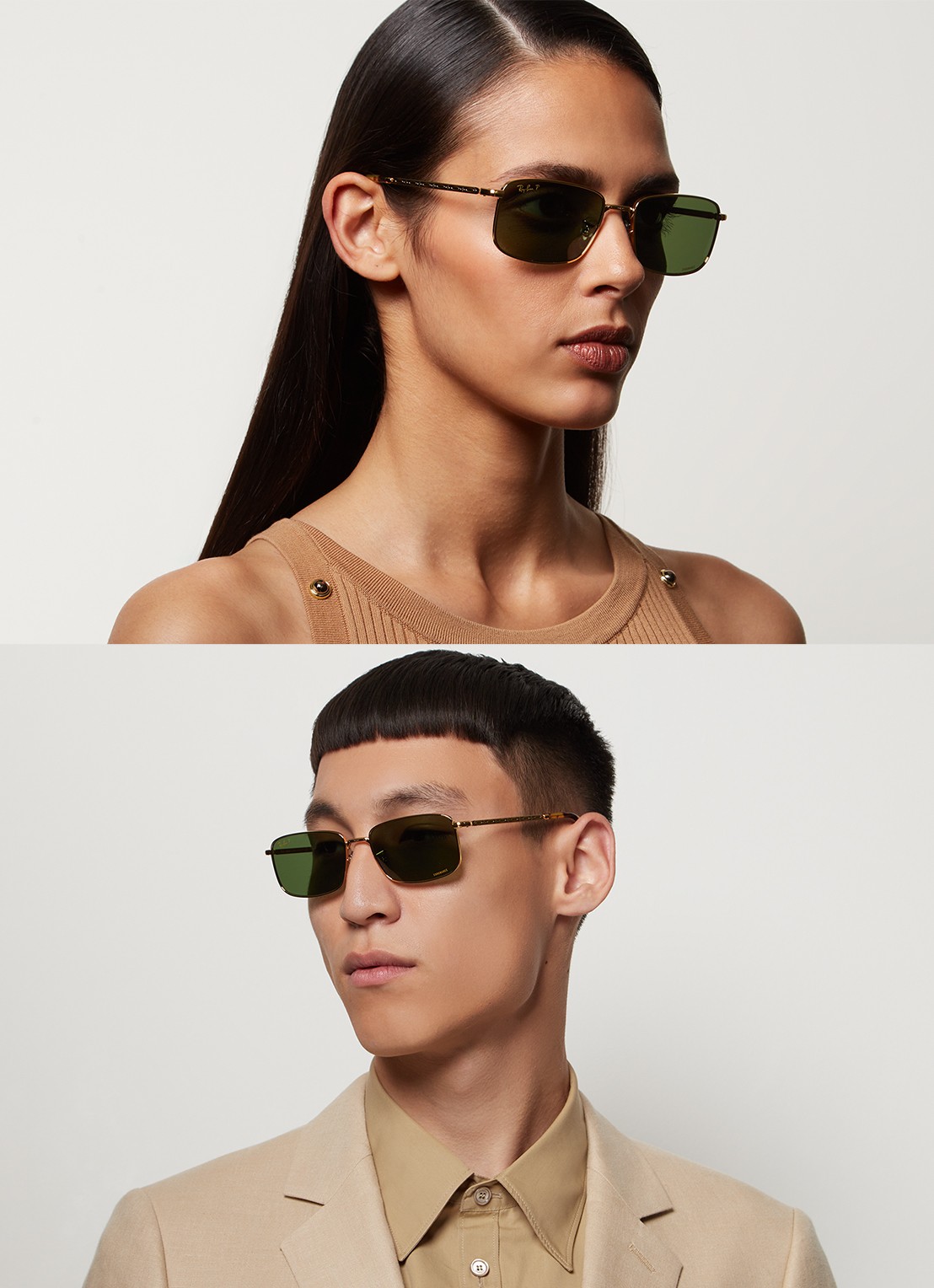 Ray-Ban Retro zonnebril gepolariseerd RB3717 - voorkant 2 goud
