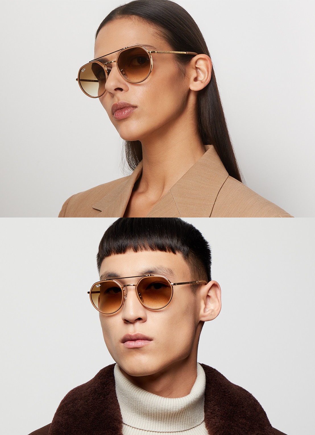 Ray-Ban Retro zonnebril RB3765 - voorkant 5 goud