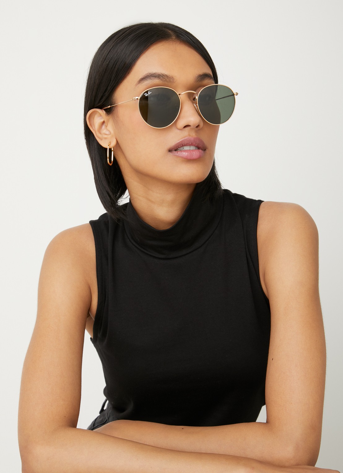 Ray-Ban Round Metal zonnebril ORB3447 - voorkant 2 goud