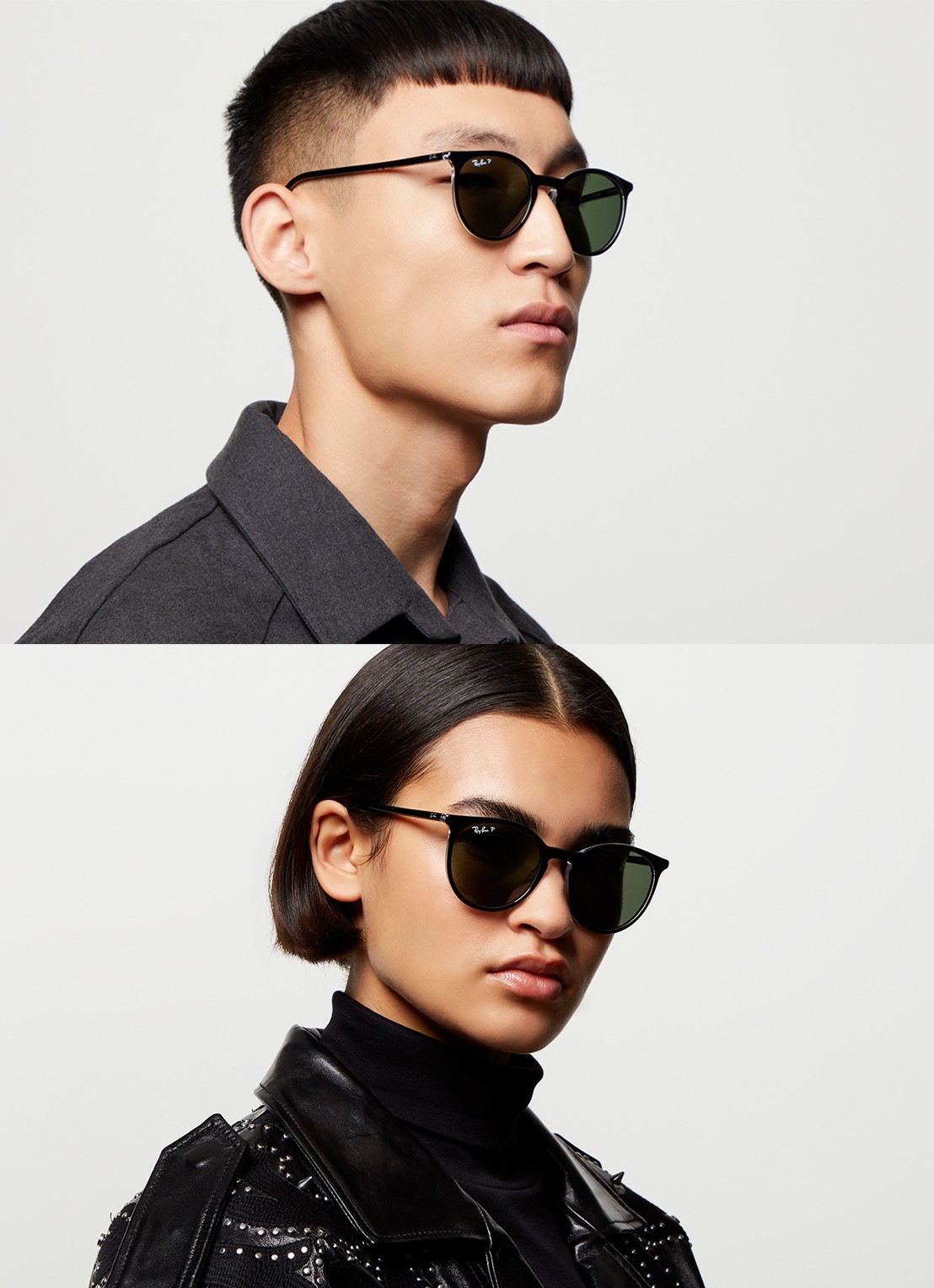 Ray-Ban Wayfarer zonnebril gepolariseerd RB2204  - voorkant 5 zwart