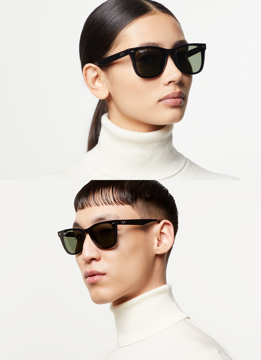 Ray-Ban Wayfarer zonnebril gepolariseerd RB4420 - voorkant 2 zwart