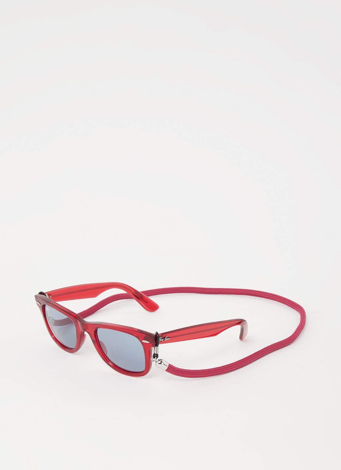 Ray-Ban Wayfarer zonnebril met brillenkoord RB2140  - voorkant steenrood