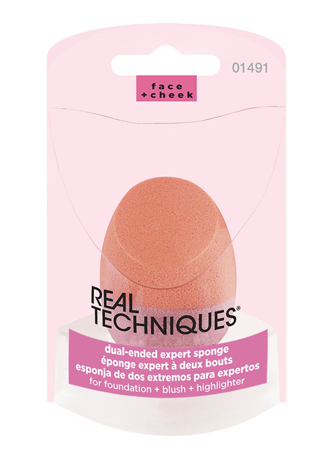 Real Techniques Dual-ended Expert Sponge - make-up spons - voorkant 3 oranje