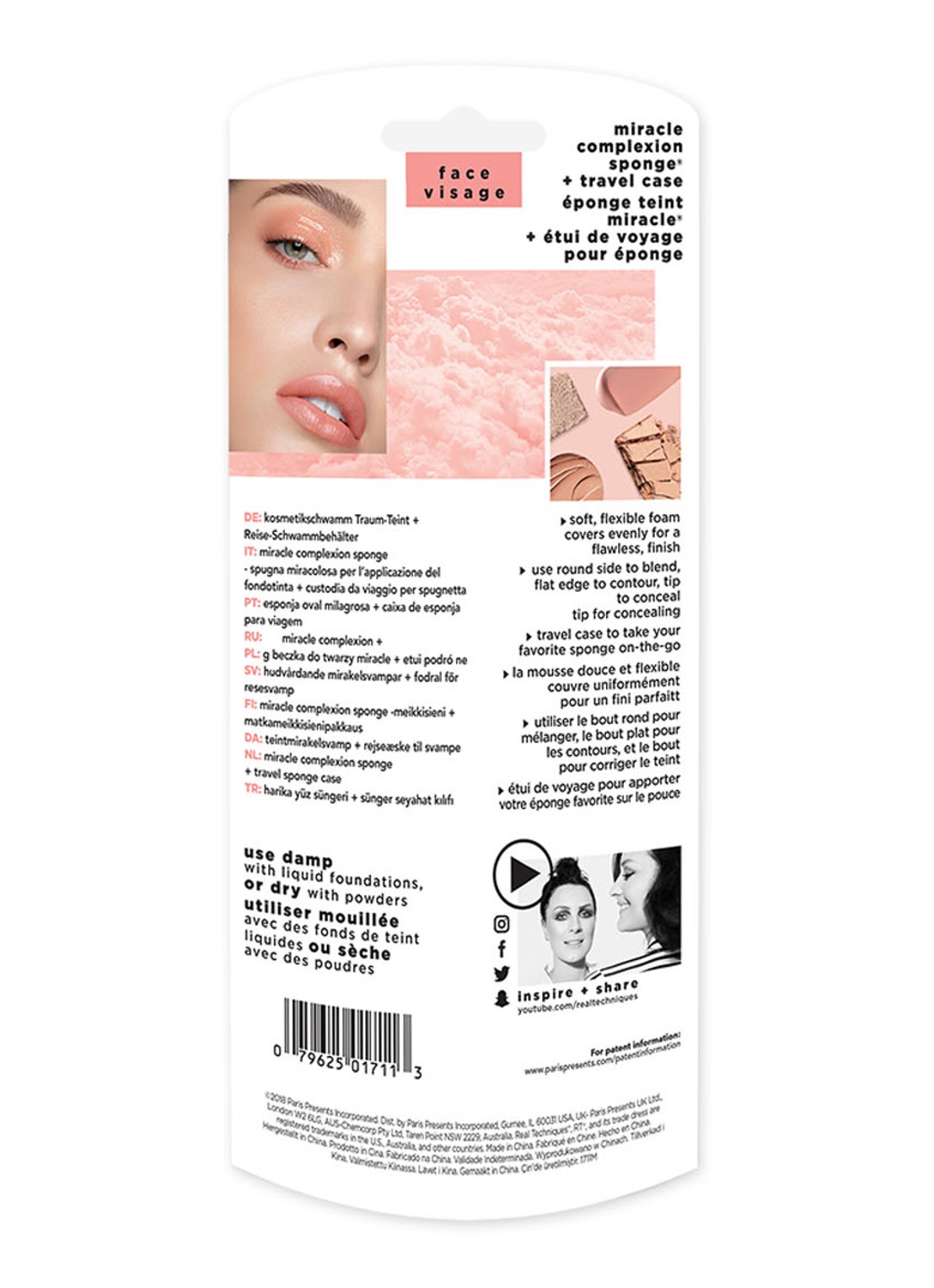 Real Techniques Miracle Complexion Sponge + Case - make-upspons met houder - mini - detail 2 oranje