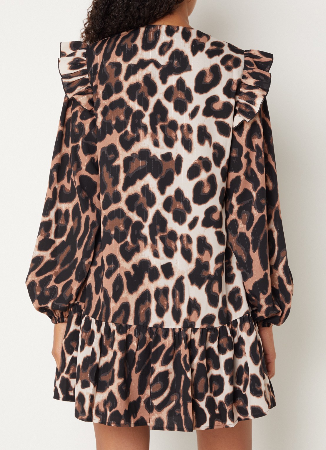 Refined Department Dolly mini jurk met volant en panterprint - achterkant 5 bruin