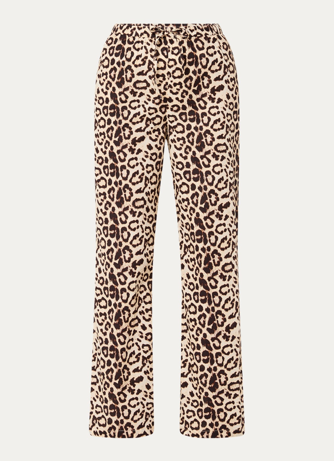 Refined Department High waist loose fit pantalon met panterprint en steekzakken - voorkant 2 lichtbruin