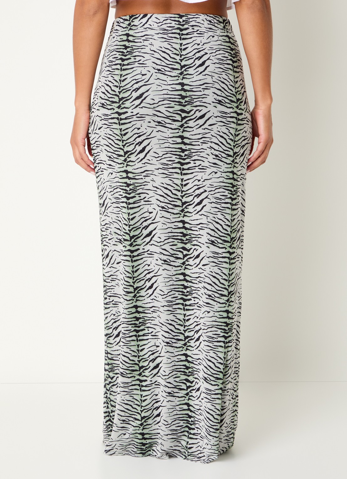 Refined Department Jasmijn maxi kokerrok met zebraprint - achterkant wit