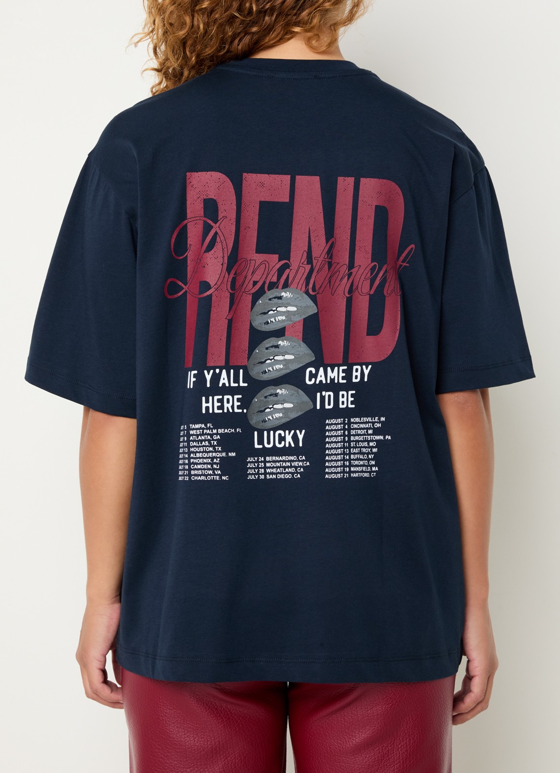 Refined Department Jordan T-shirt met logo- en backprint  - achterkant 4 donkerblauw