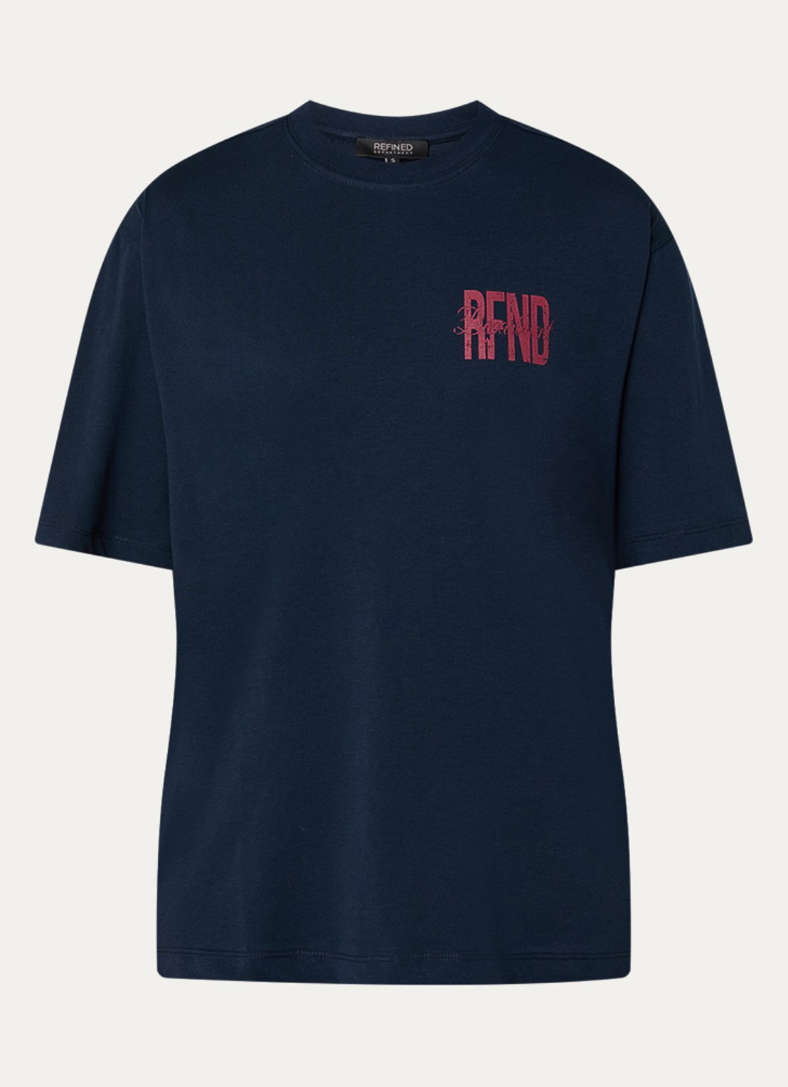 Refined Department Jordan T-shirt met logo- en backprint  - voorkant 2 donkerblauw