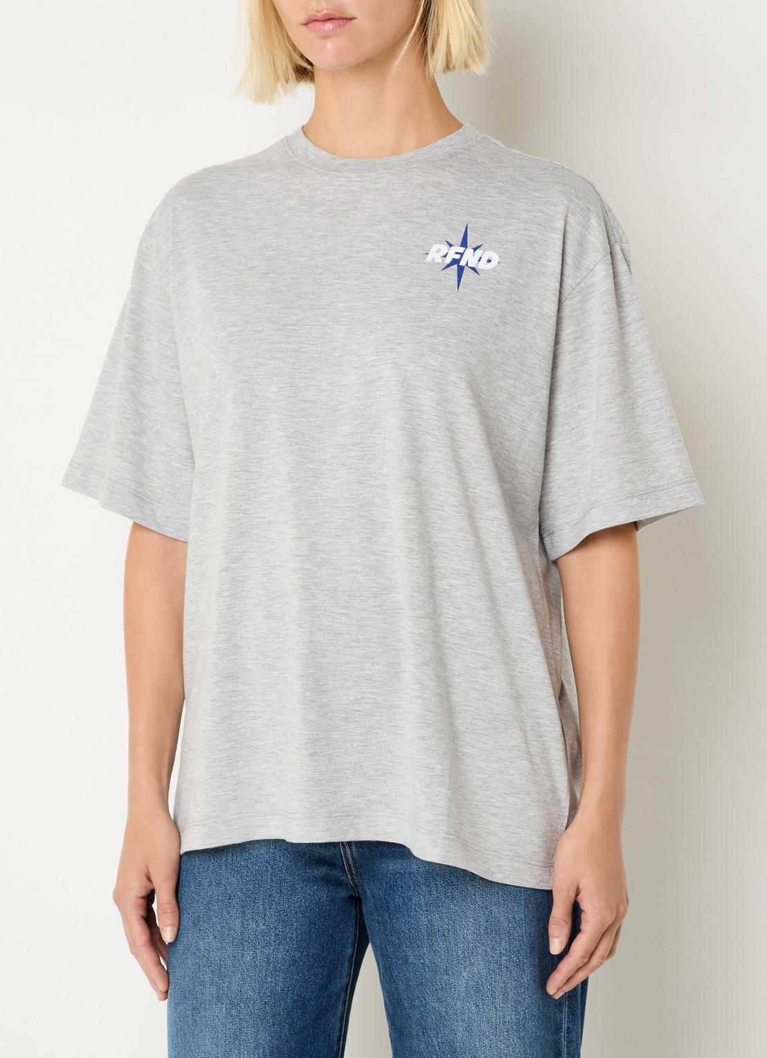 Refined Department Maggy oversized T-shirt met logo- en backprint - achterkant grijsmele