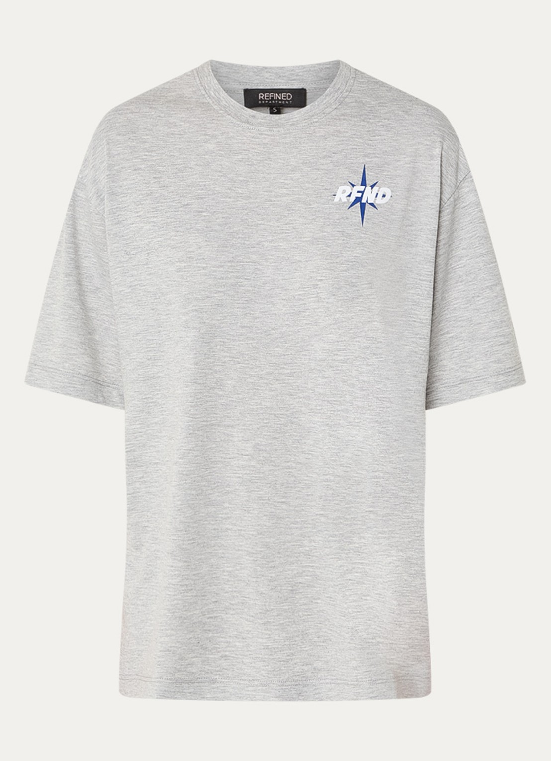 Refined Department Maggy oversized T-shirt met logo- en backprint - voorkant 2 grijsmele